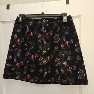 Hollister Black Floral A-Line Skirt
